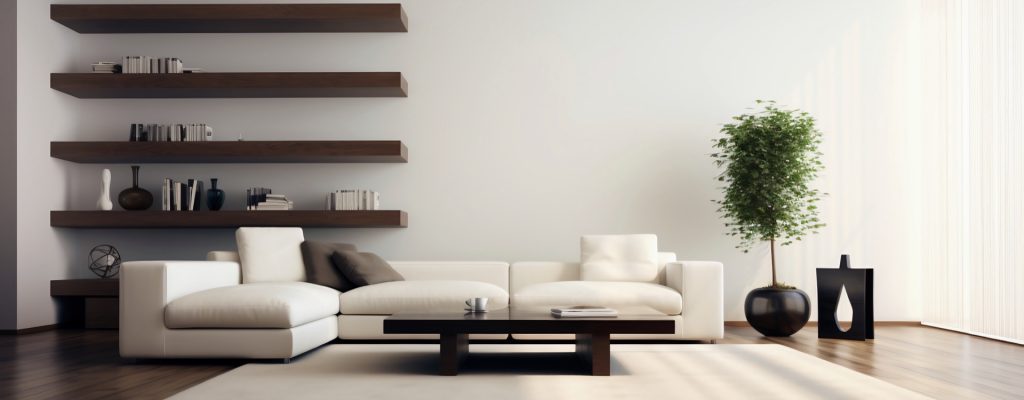 Fotografía de una habitación con mobiliario minimalista y de gran belleza.